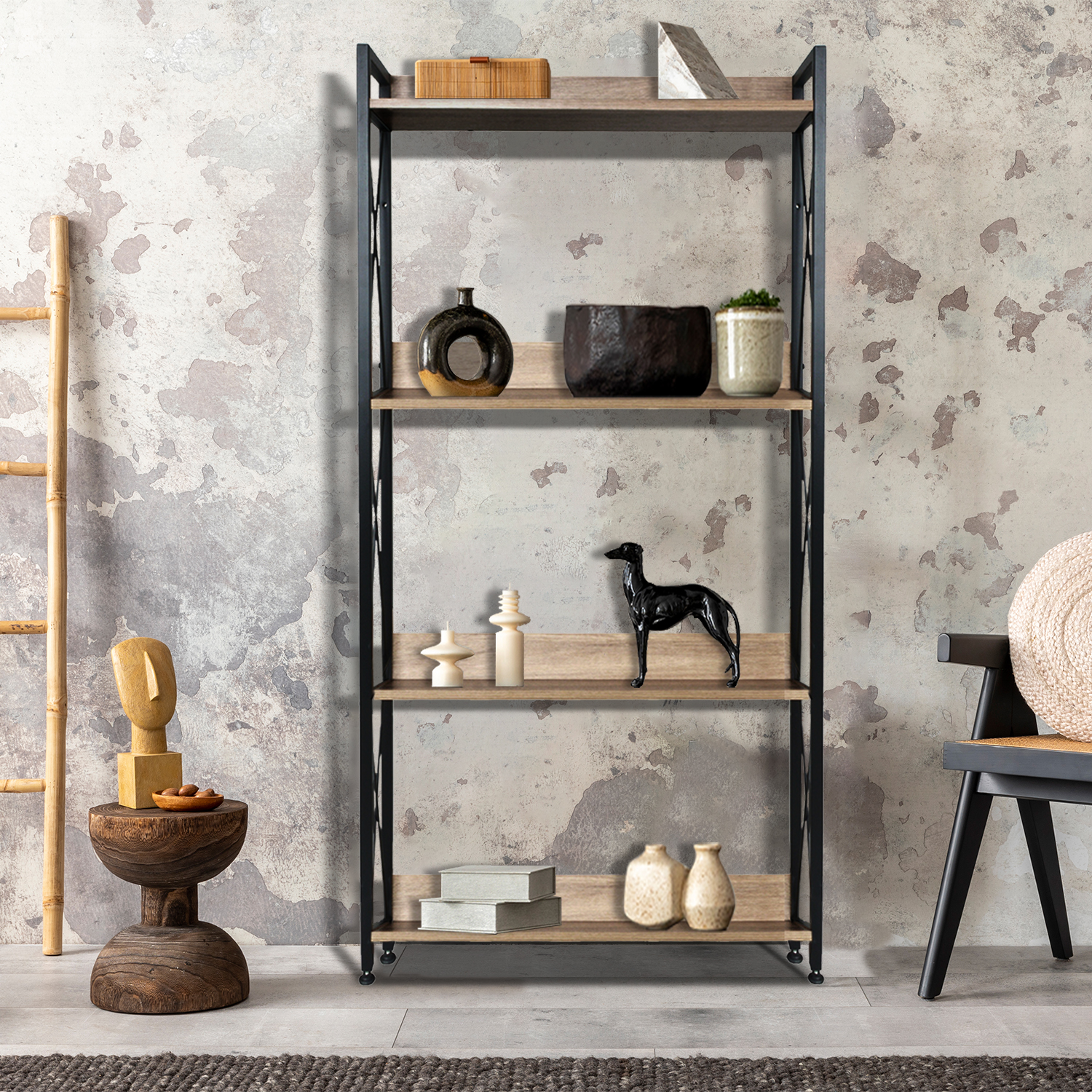 Librero Estante Minimalista Industrial 4 Niveles Multiusos