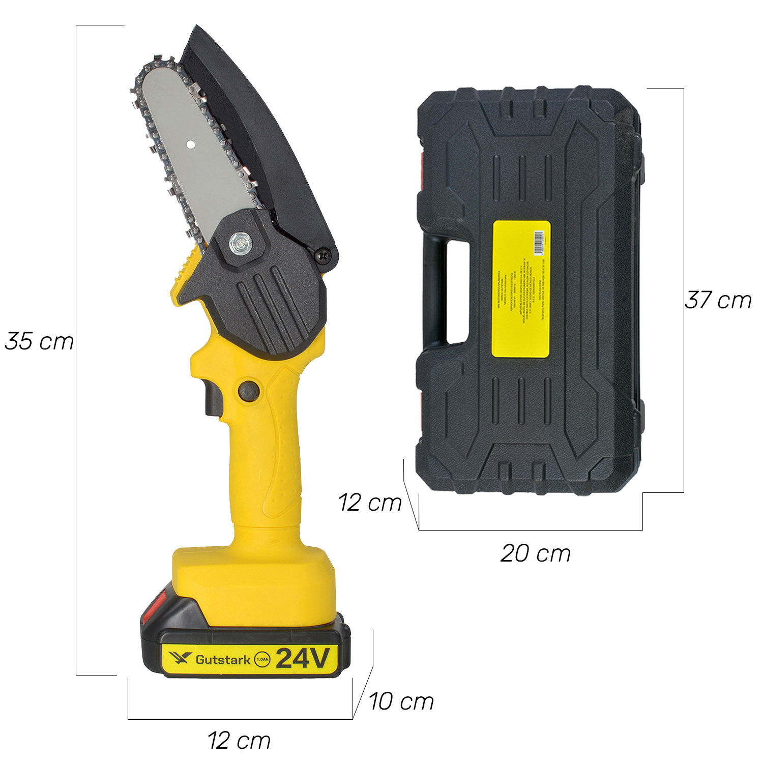 Mini Motosierra Portatil Inalambrica 2 Baterias 3 Cadenas
