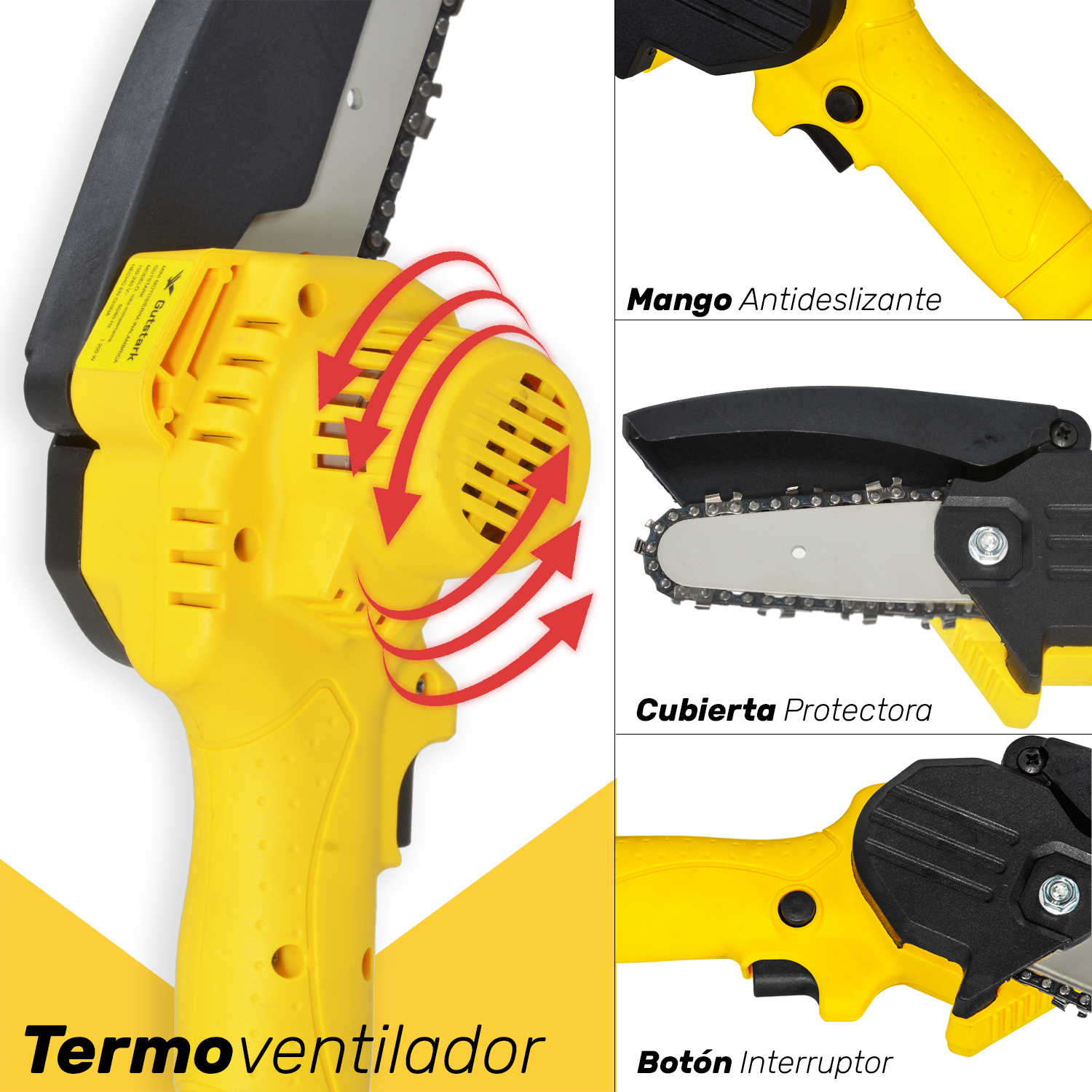 Mini Motosierra Portatil Inalambrica 2 Baterias 3 Cadenas