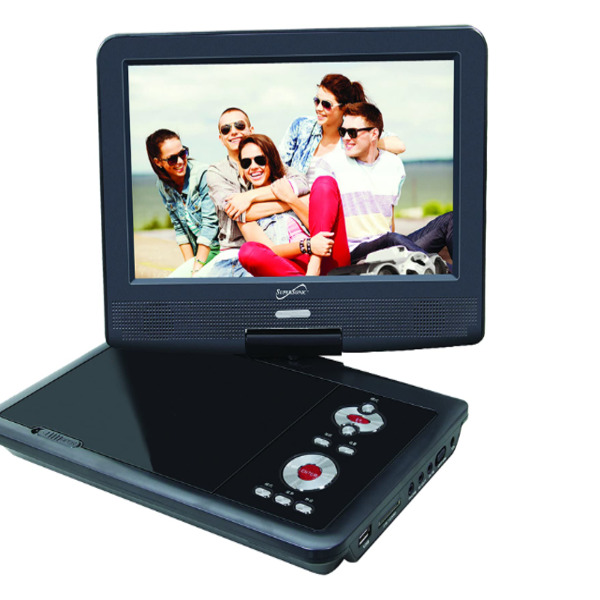SUPERSONIC DVD Portatil con Tv 9 Pulgadas SC-259 | Recargable|USB/ SD/ AV|Compartible AC/DC | Negro