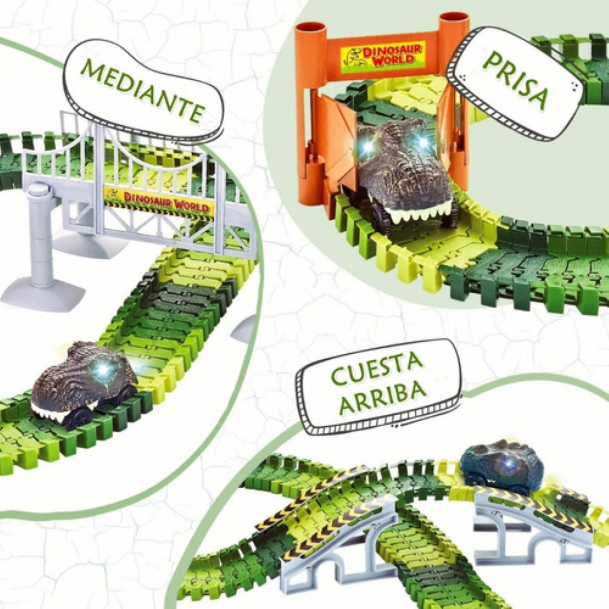 Pista De Carreras De Dinosaurios Deslizante De Juguete – Set De Rampa Con Efectos De Sonido Para Niños De 3 A 8 Años