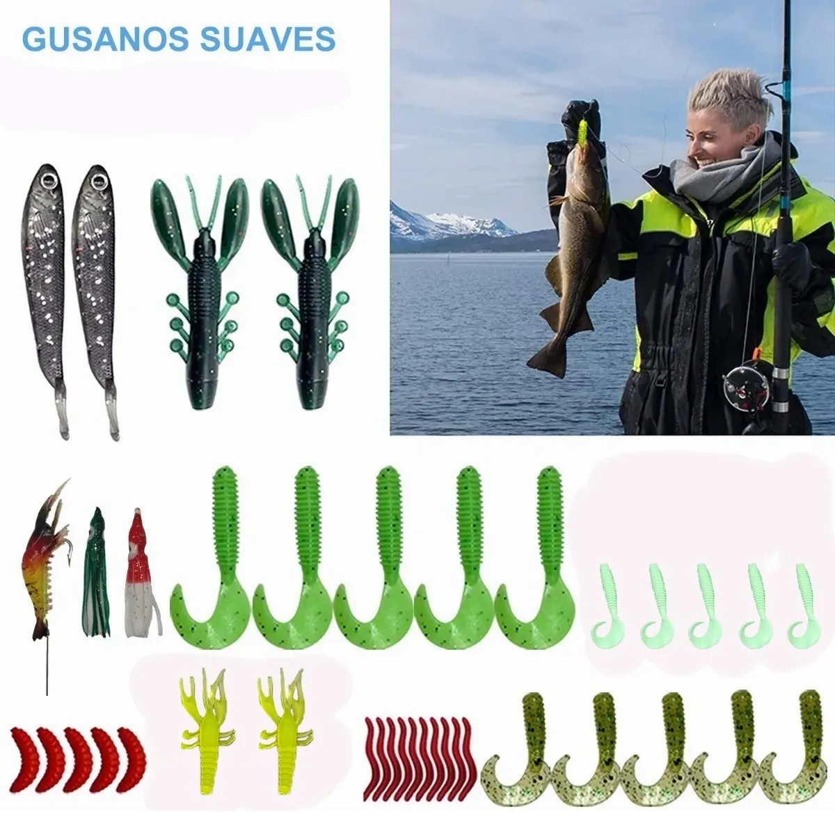 KIT SEÑUELOS CURRICANES REALISTAS PARA  PESCA RÍO MAR