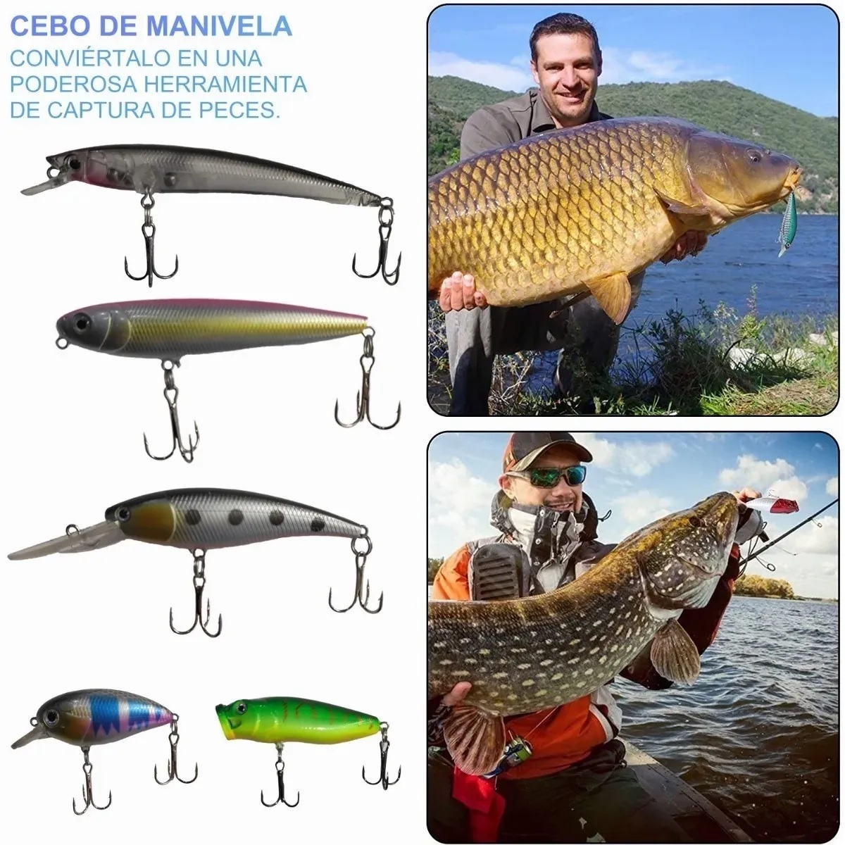 KIT SEÑUELOS CURRICANES REALISTAS PARA  PESCA RÍO MAR