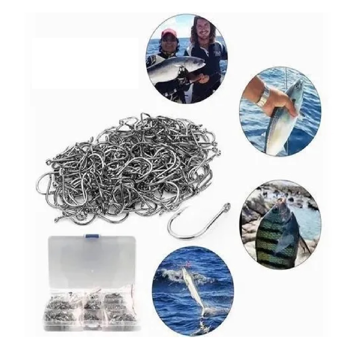  Kit De Anzuelos Pesca 3-12# Con Caja Afilados