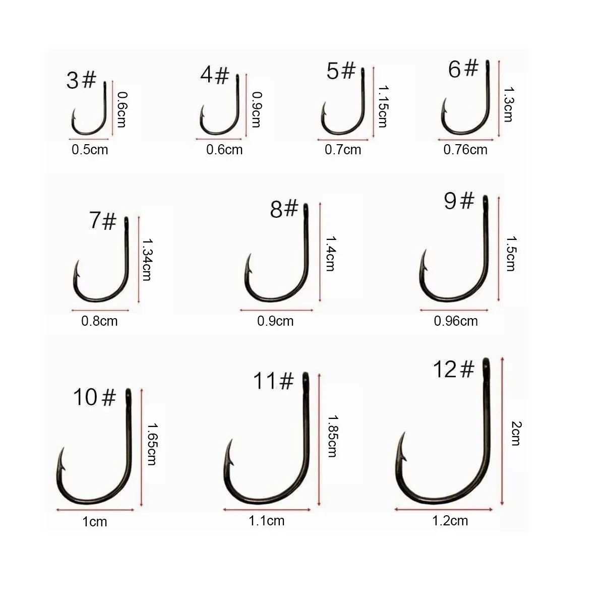  Kit De Anzuelos Pesca 3-12# Con Caja Afilados