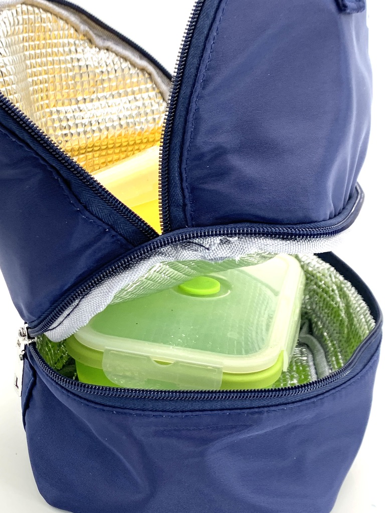 LONCHERA TÉRMICA DOS COMPARTIMENTOS DISEÑO  MOCHILA PARA ALIMENTOS LONCHERA BOLSA PARA ALIMENTOS TÉRMICA AZUL