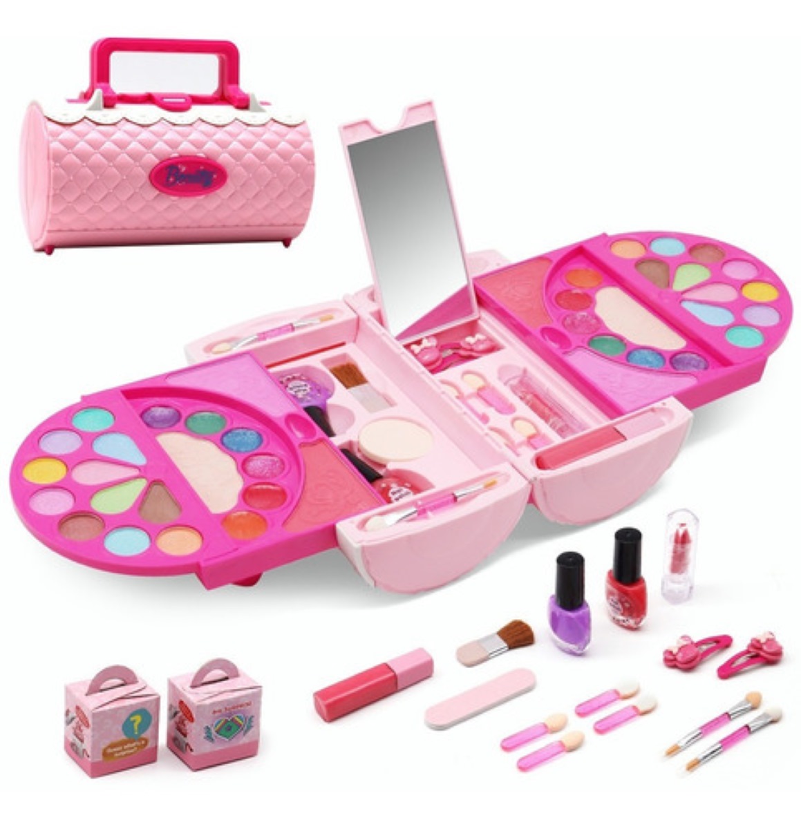 Juego De Maquillaje Para Niñas Maquillaje Lavable 58pzs Rosa