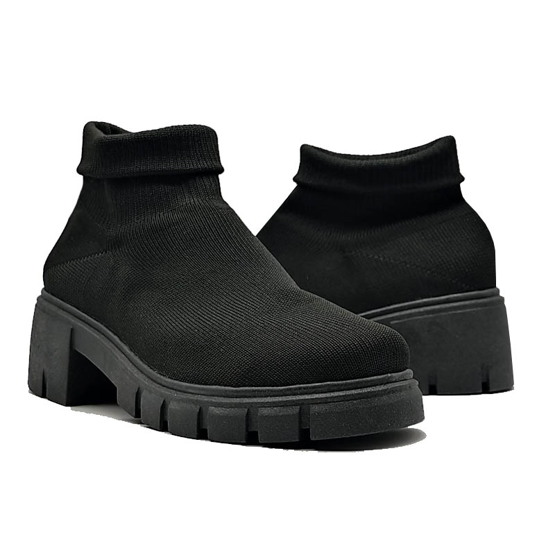 Botines 200 Jesse Love Negros Dama Mujer Niña Tacón Tela Cómodos