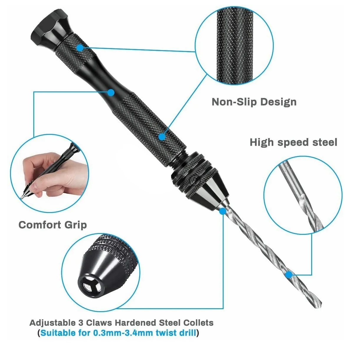 Taladro Manual Miniatura Joyeria Modelismo Brocas 