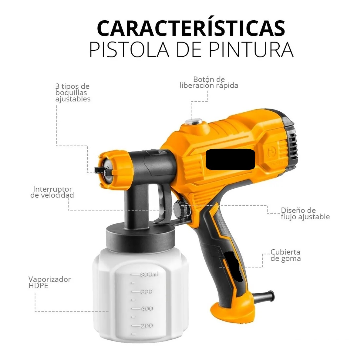 Pistola Electrica Para Pintar Pulverizador Pintura Amarilla