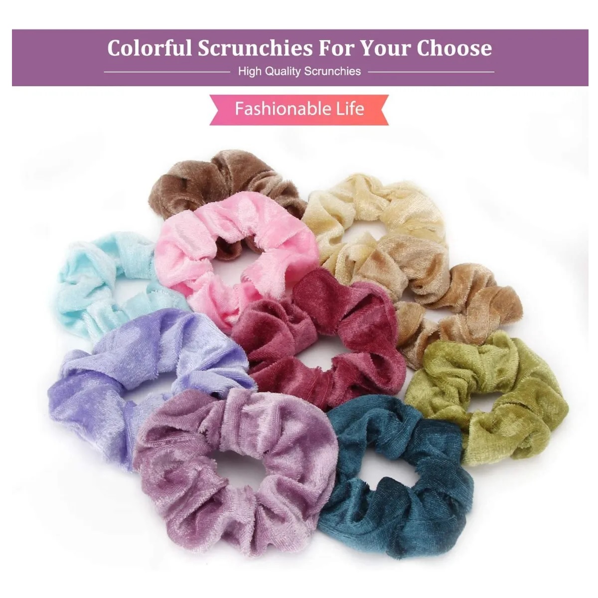 Set de Gomas De Pelo Scrunchies Terciopelo Para Mujer