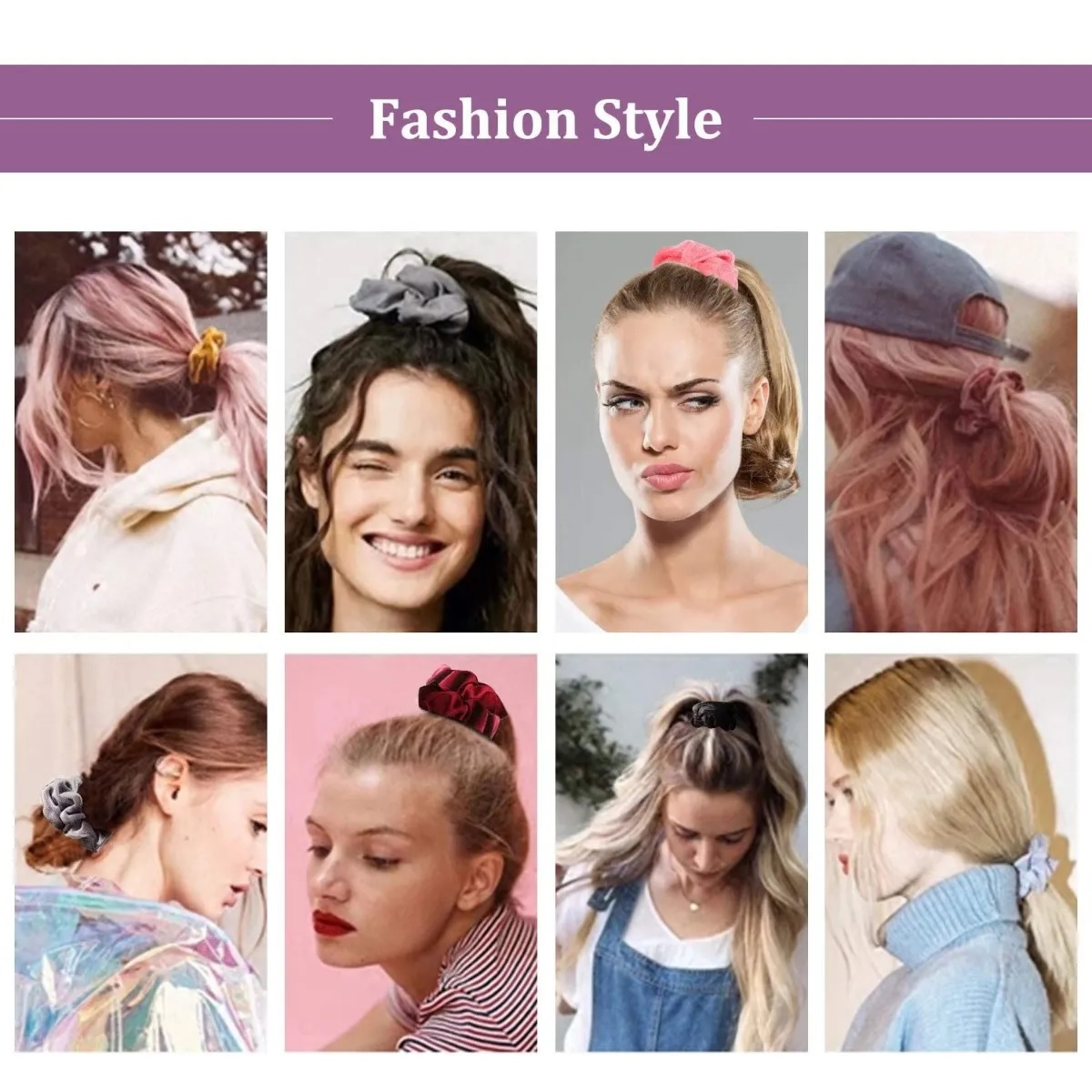 Set de Gomas De Pelo Scrunchies Terciopelo Para Mujer