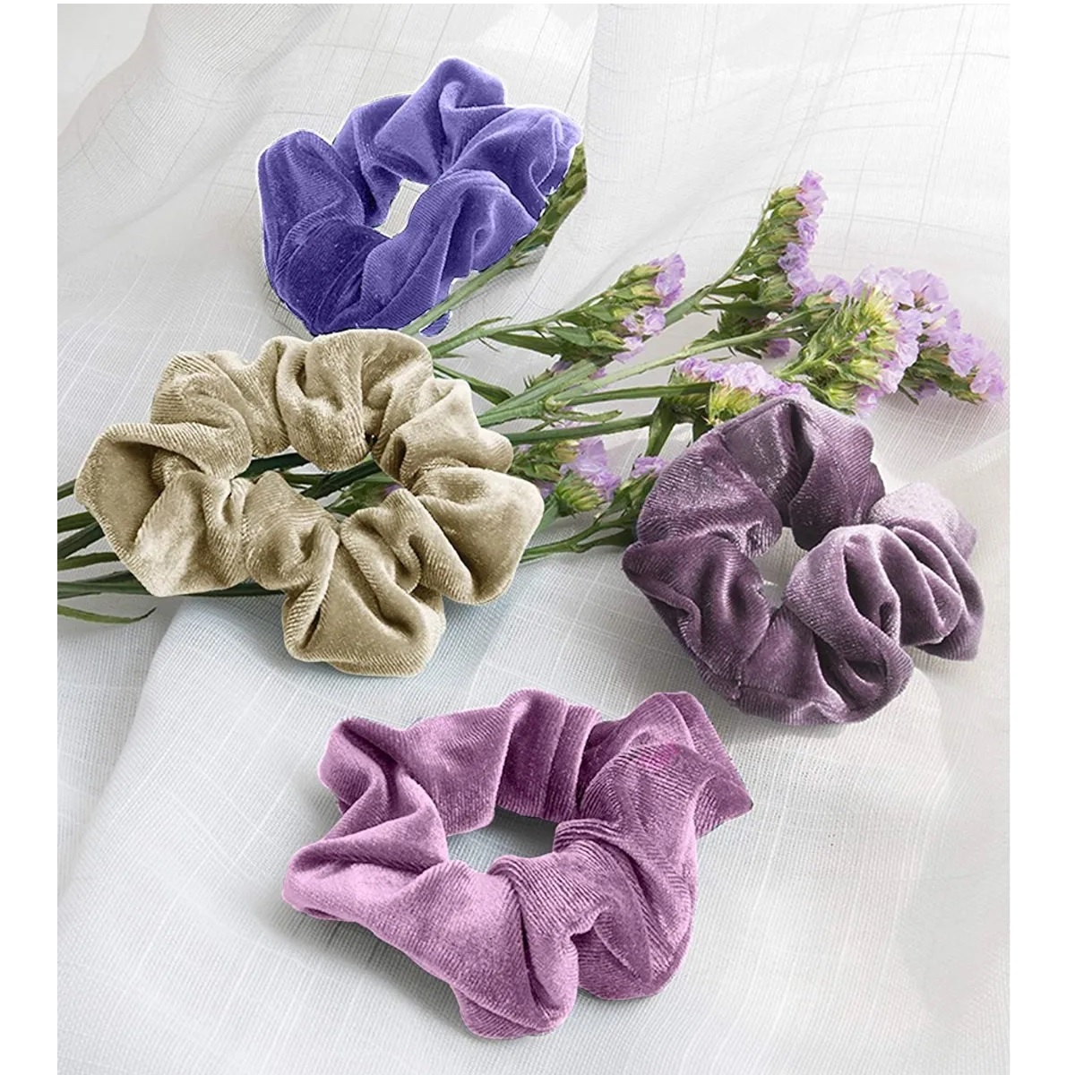 Set de Gomas De Pelo Scrunchies Terciopelo Para Mujer