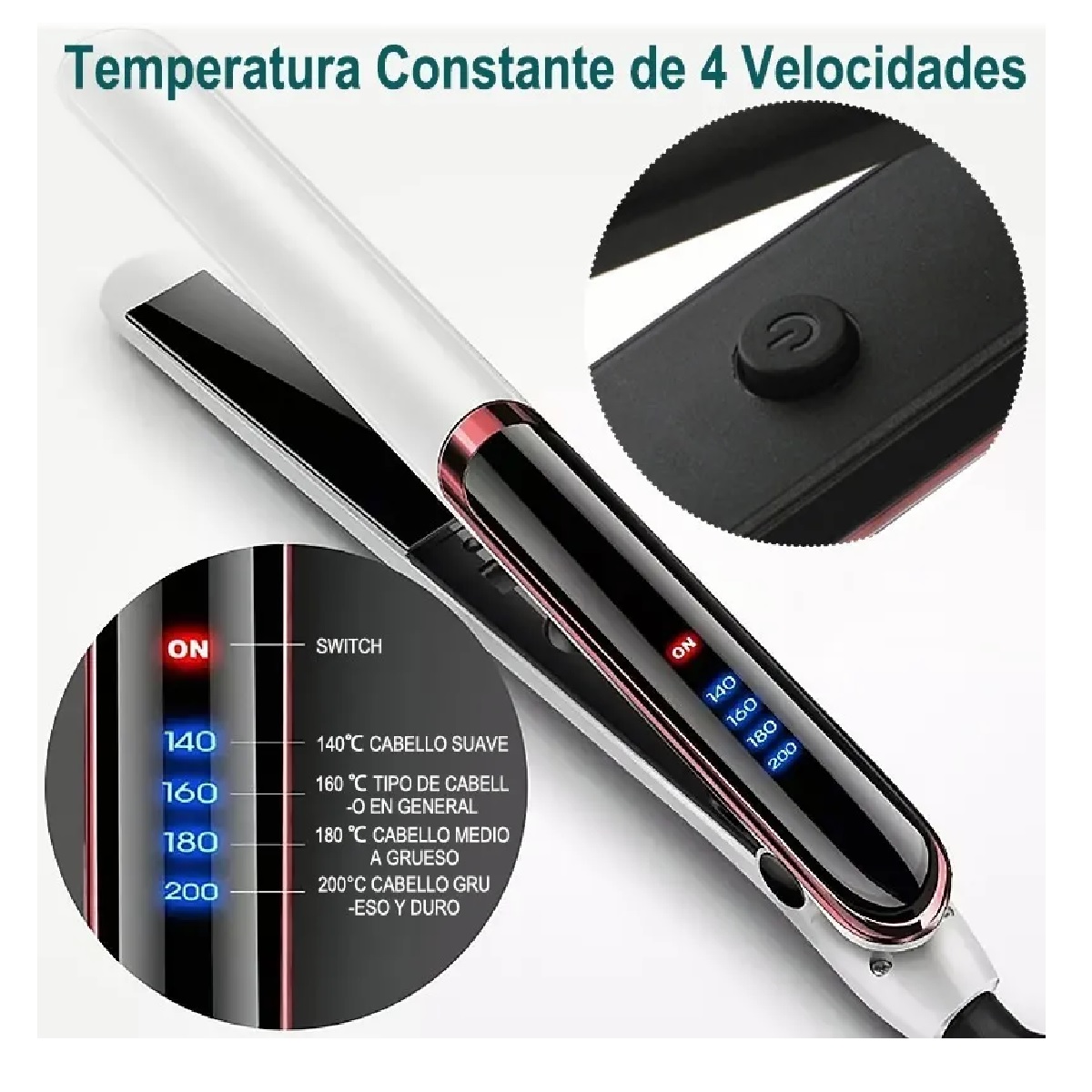 Plancha Para Cabello De Cerâmica, Y Rizado Blanca