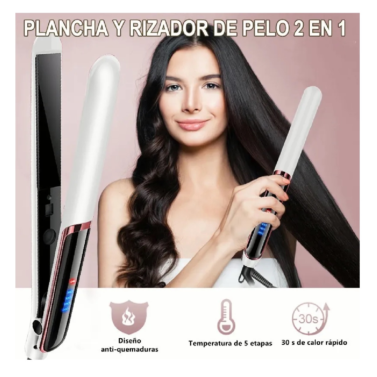 Plancha Para Cabello De Cerâmica, Y Rizado Blanca