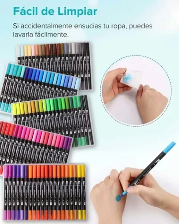 Marcadores Plumones Punta Pincel Doble Punta Con 100 Color