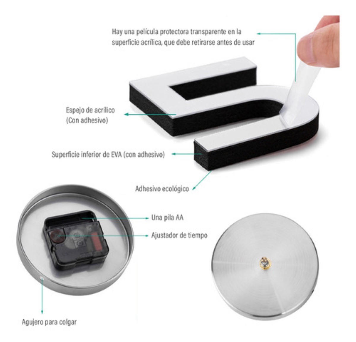 Reloj De Pared 3d Moderno Grande De Cuarzo Y Acrílico Nuevo