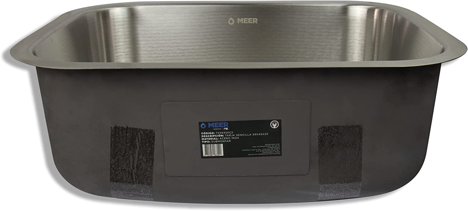 Tarja en acero inoxidable para fregadero, incluye Contra Canasta Y Mezcladora Monomando, (medidas de tarja 59 cm x 45 cm)