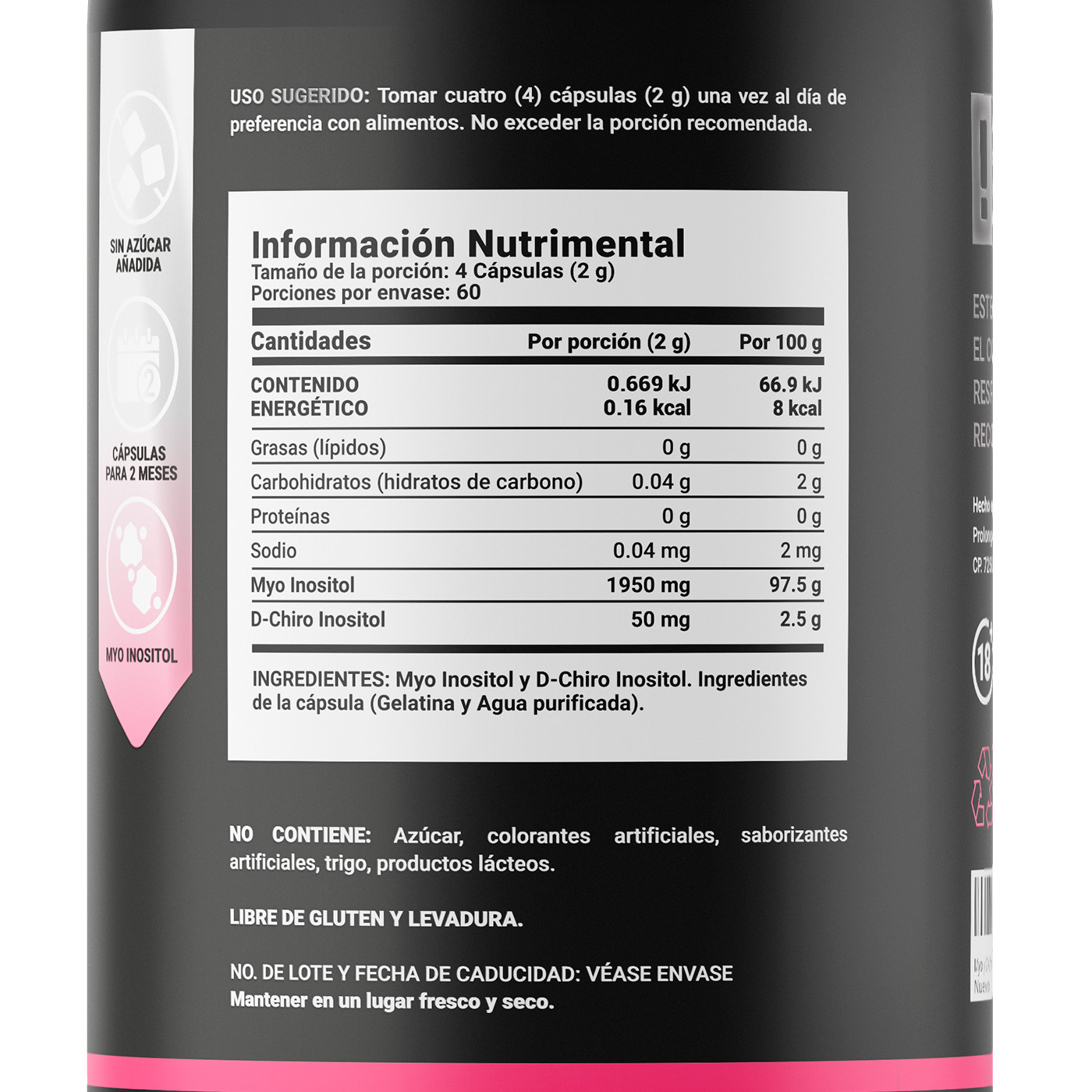 Myo Y D-chiro Inositol D 240 Cáps. Inositol Platinum B Life.