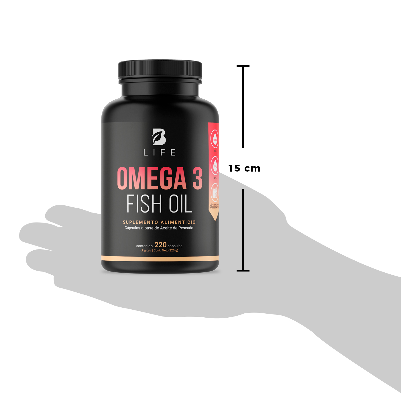 Omega 3 Fish Oil De 220 Caps. 100% Aceite De Pescado. B Life