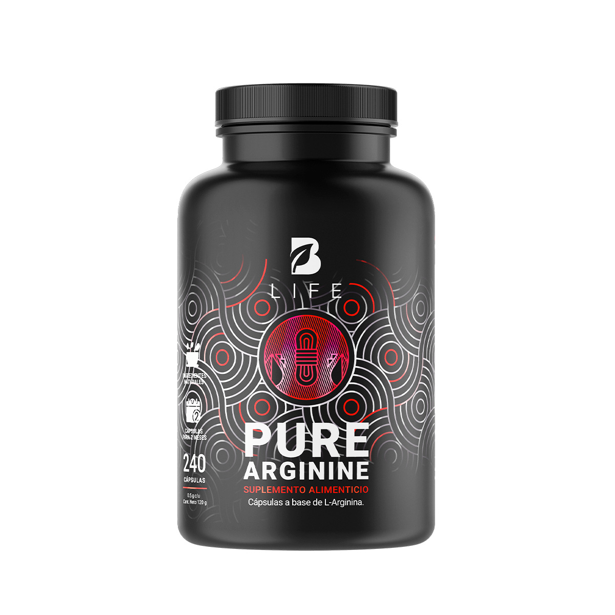 Arginina De 240 Cápsulas De 500mg, Pure Arginine B Life.