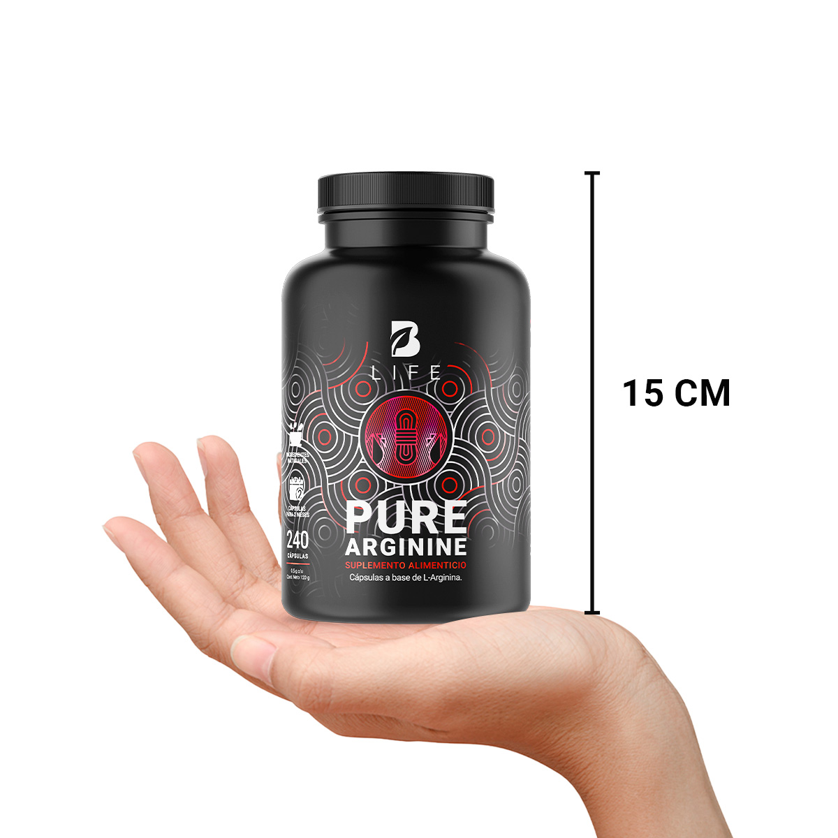 Arginina De 240 Cápsulas De 500mg, Pure Arginine B Life.