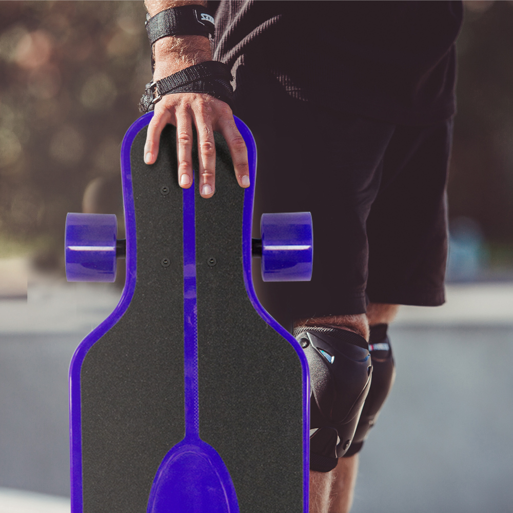 Patineta Longboard De Plástico Juvenil Con Lija 78 Cm Skate Azul