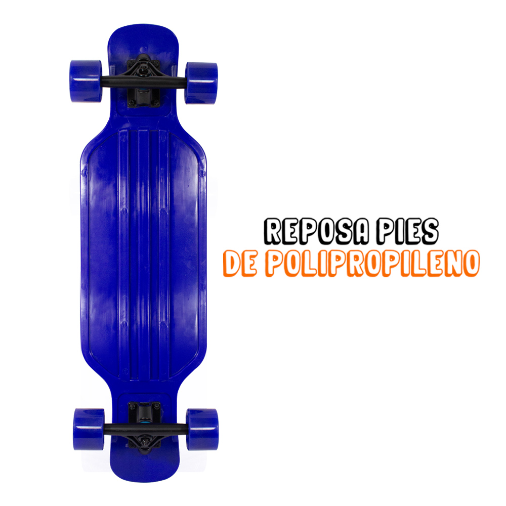 Patineta Longboard De Plástico Juvenil Con Lija 78 Cm Skate Azul