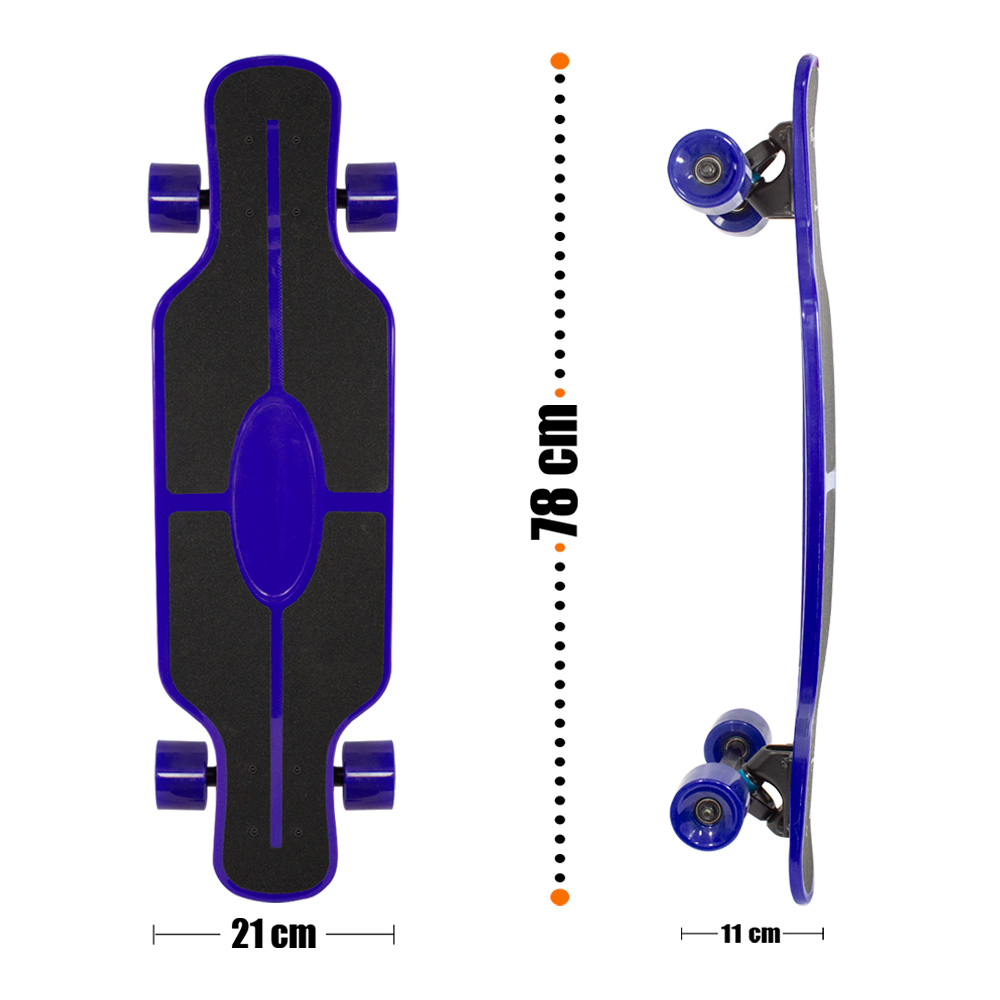 Patineta Longboard De Plástico Juvenil Con Lija 78 Cm Skate Azul