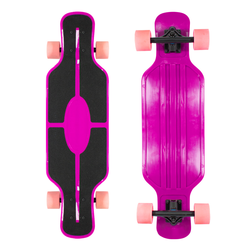 Patineta Longboard De Plástico Juvenil Con Lija 78 Cm Skate Fucsia