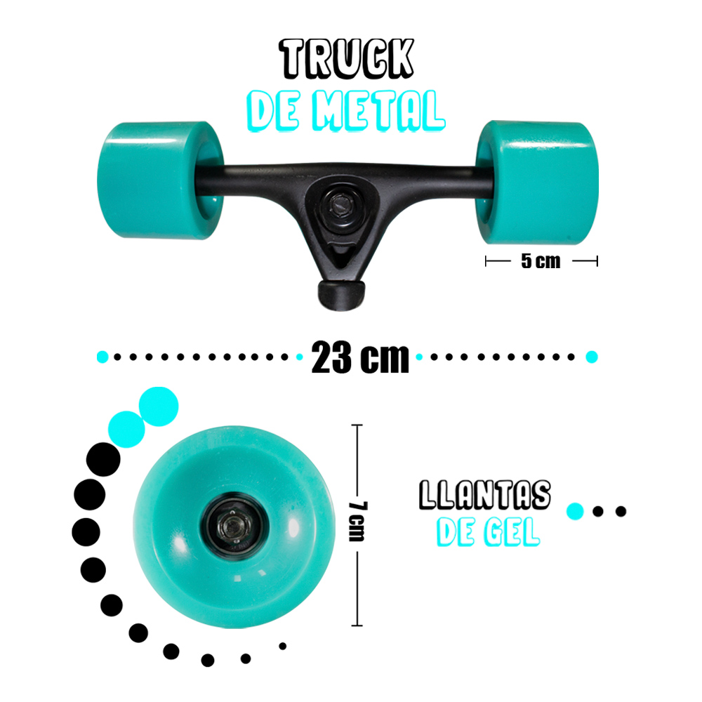Patineta Longboard De Madera Juvenil Con Lija 104 Cm Verde