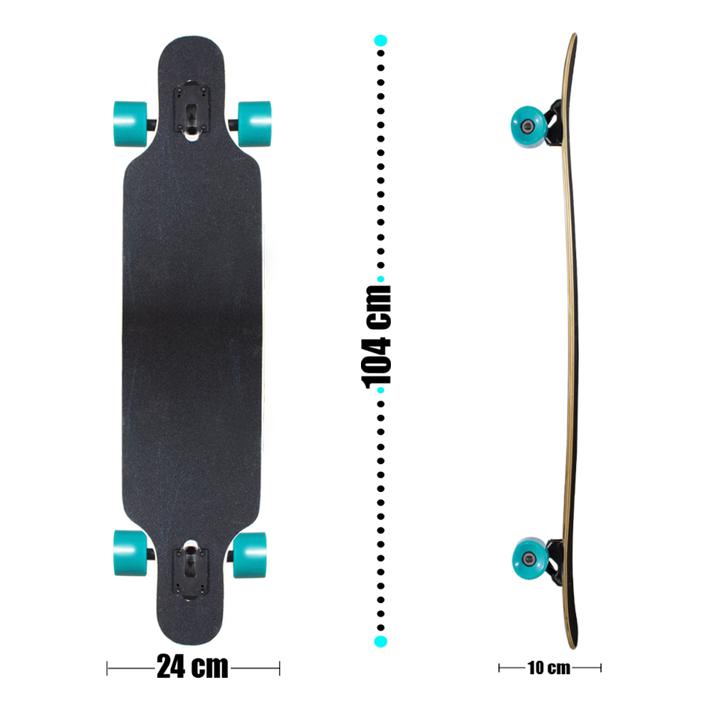 Patineta Longboard De Madera Juvenil Con Lija 104 Cm Verde