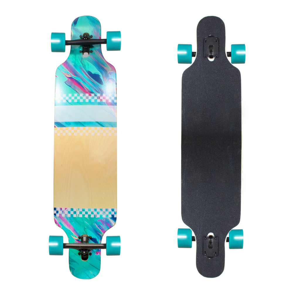 Patineta Longboard De Madera Juvenil Con Lija 104 Cm Verde