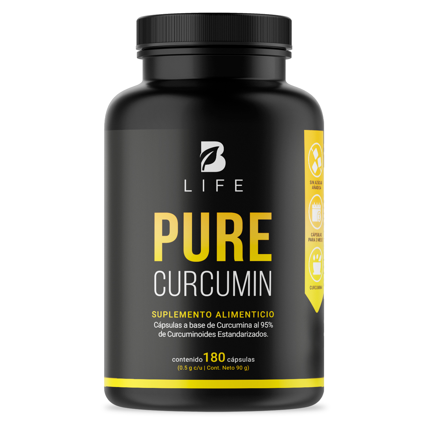 Curcumina Pura Al 95% De Curcuminoides De 180 Cáps. Pure Curcumin B Life.