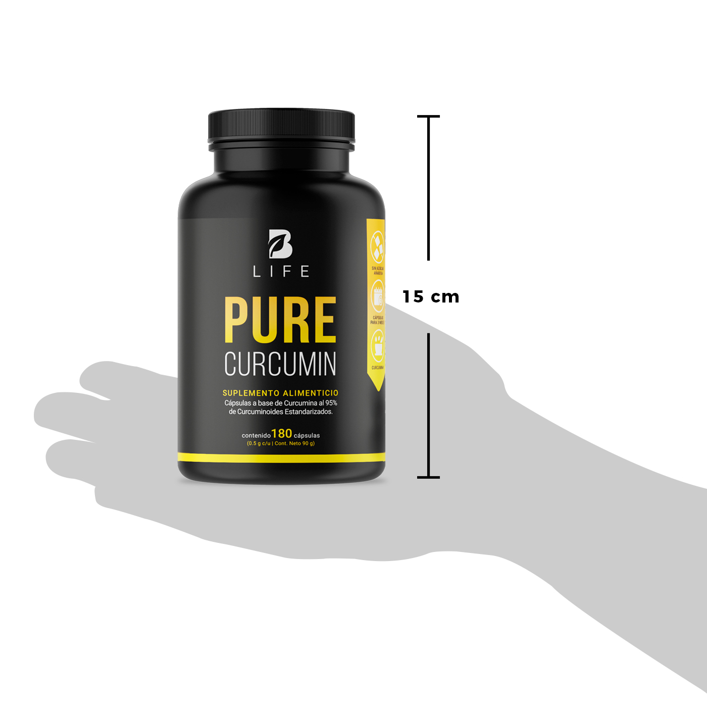 Curcumina Pura Al 95% De Curcuminoides De 180 Cáps. Pure Curcumin B Life.