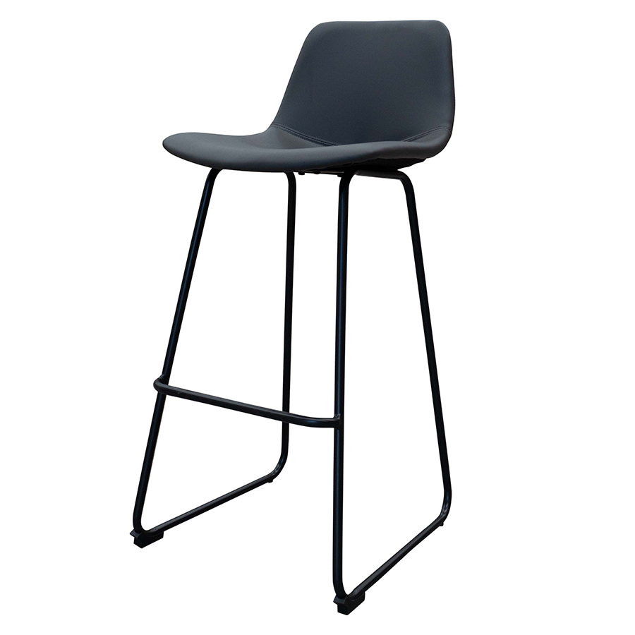 Banco Fijo ika Gris Piel PU Patas Metal Grupo Microtec Vintage Clasico Industrial Moderno Cocina Bar Restaurante desayunador Minimalista Acojinado 