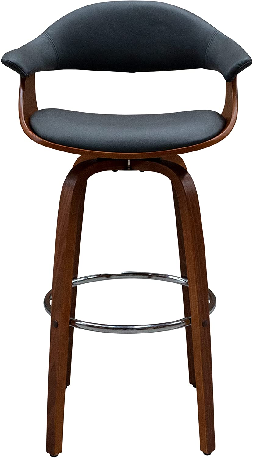 Banco AMS Madera Fijo Giratorio Grupo Microtec Barra Minimalista Moderno Cocina Bar Restaurante desayunador Piel Gris Chapa Nogal