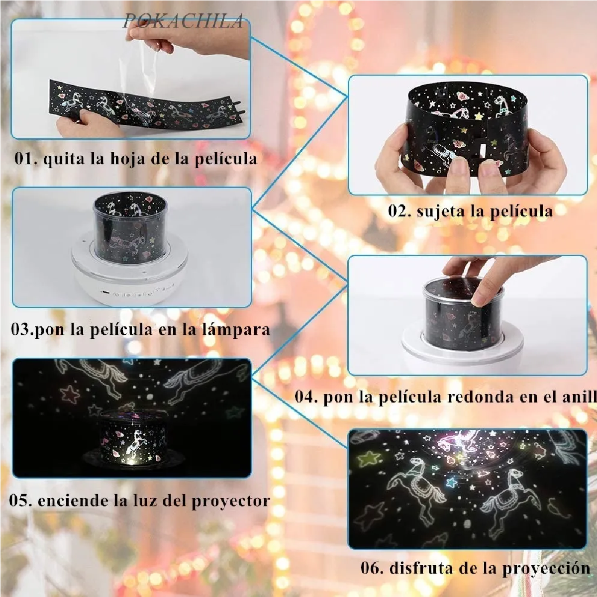 Proyector Lampara Estrella Noche Recargable Para Bebés Niños