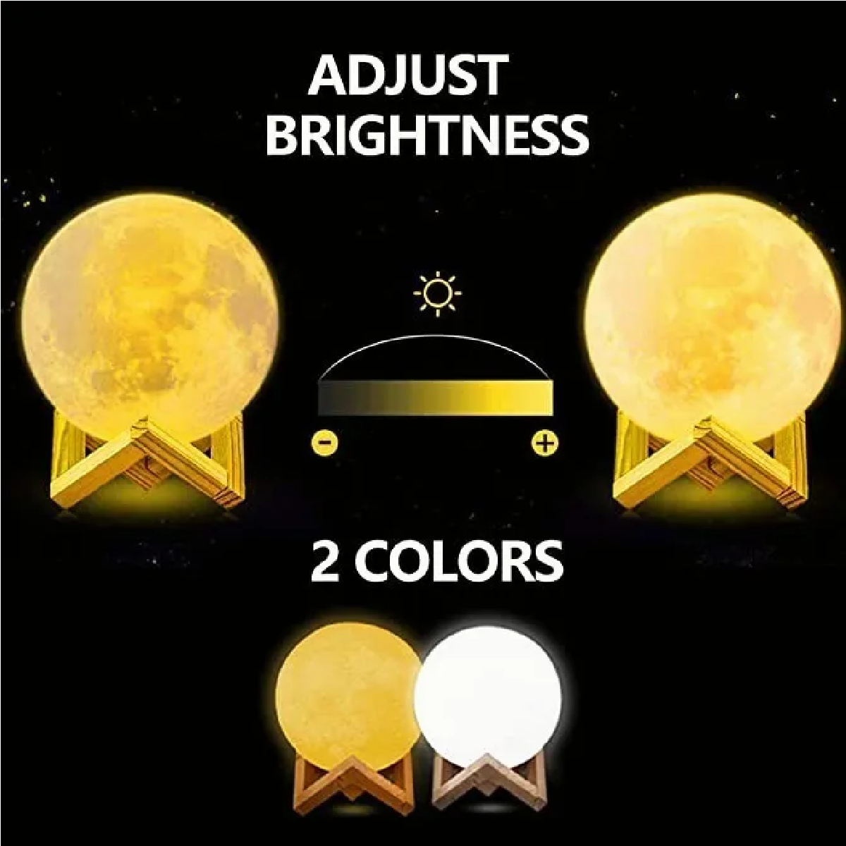 Lampara Luz Nocturna De Luna Impresa En 3d Con Control Táctil