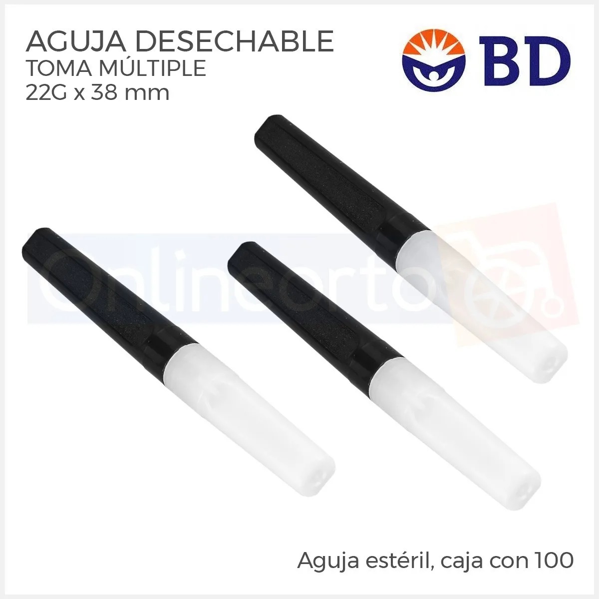 Aguja Vacutainer 22g X 38 Mm Bd Negra Caja Con 100 Pzas
