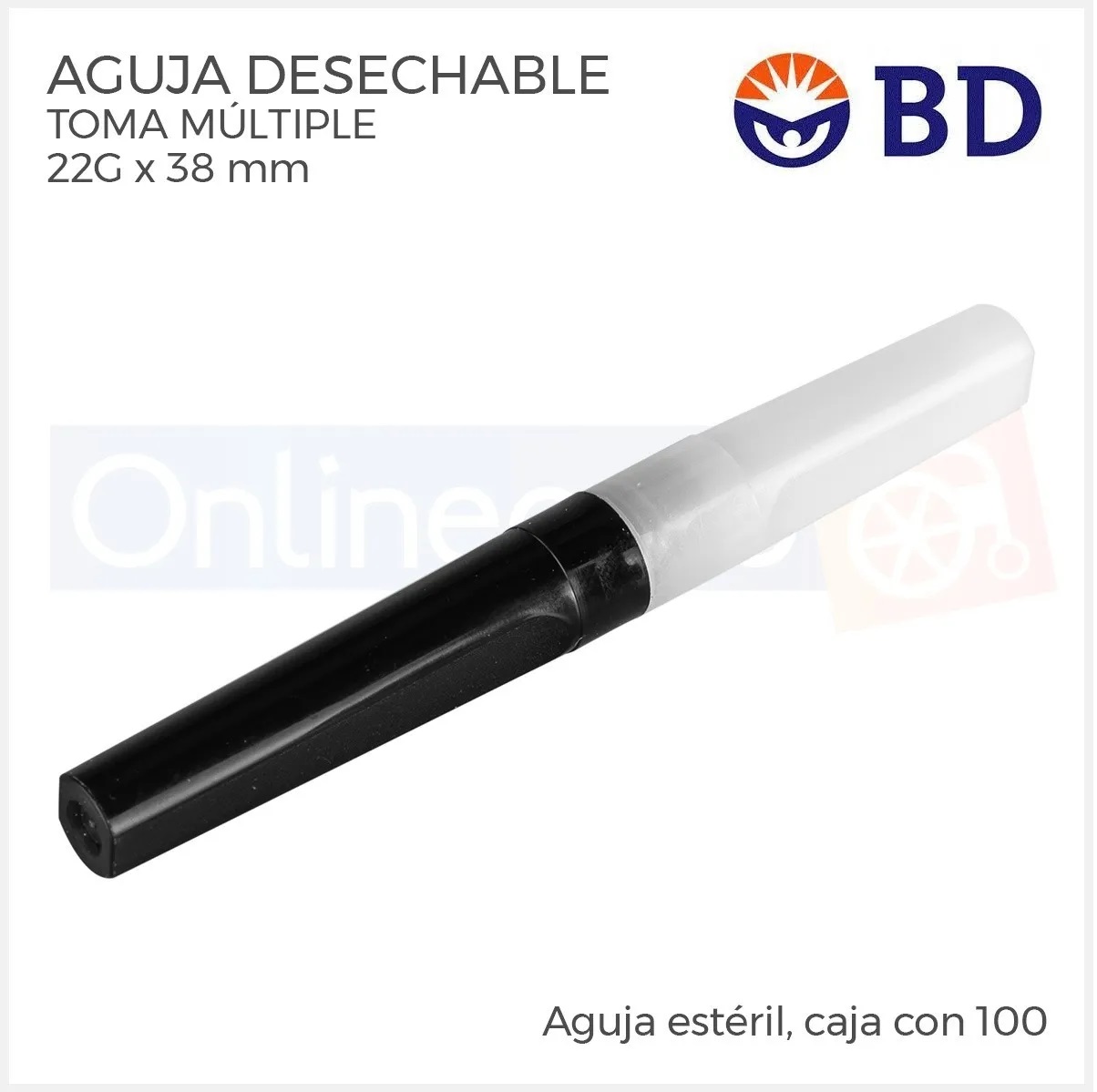 Aguja Vacutainer 22g X 38 Mm Bd Negra Caja Con 100 Pzas