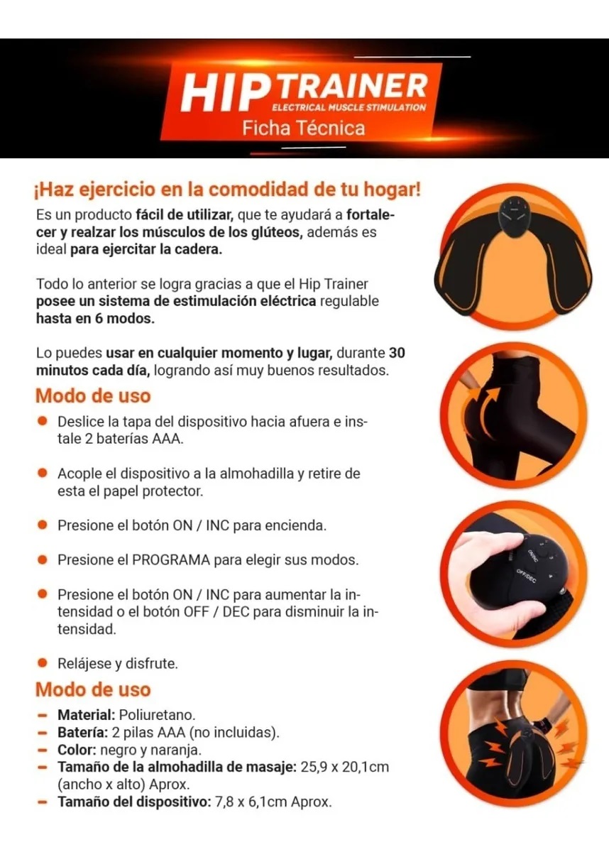 Electro Estimulador De Gluteos Ejercita, Fortalece Y Realza