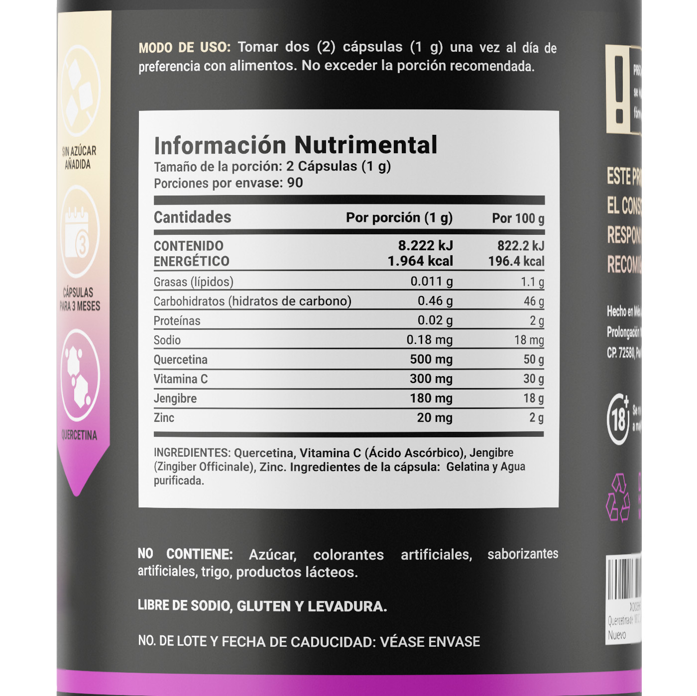 Quercetina De 180 Cáps Con Vitamina C Quercetin Blend B Life.