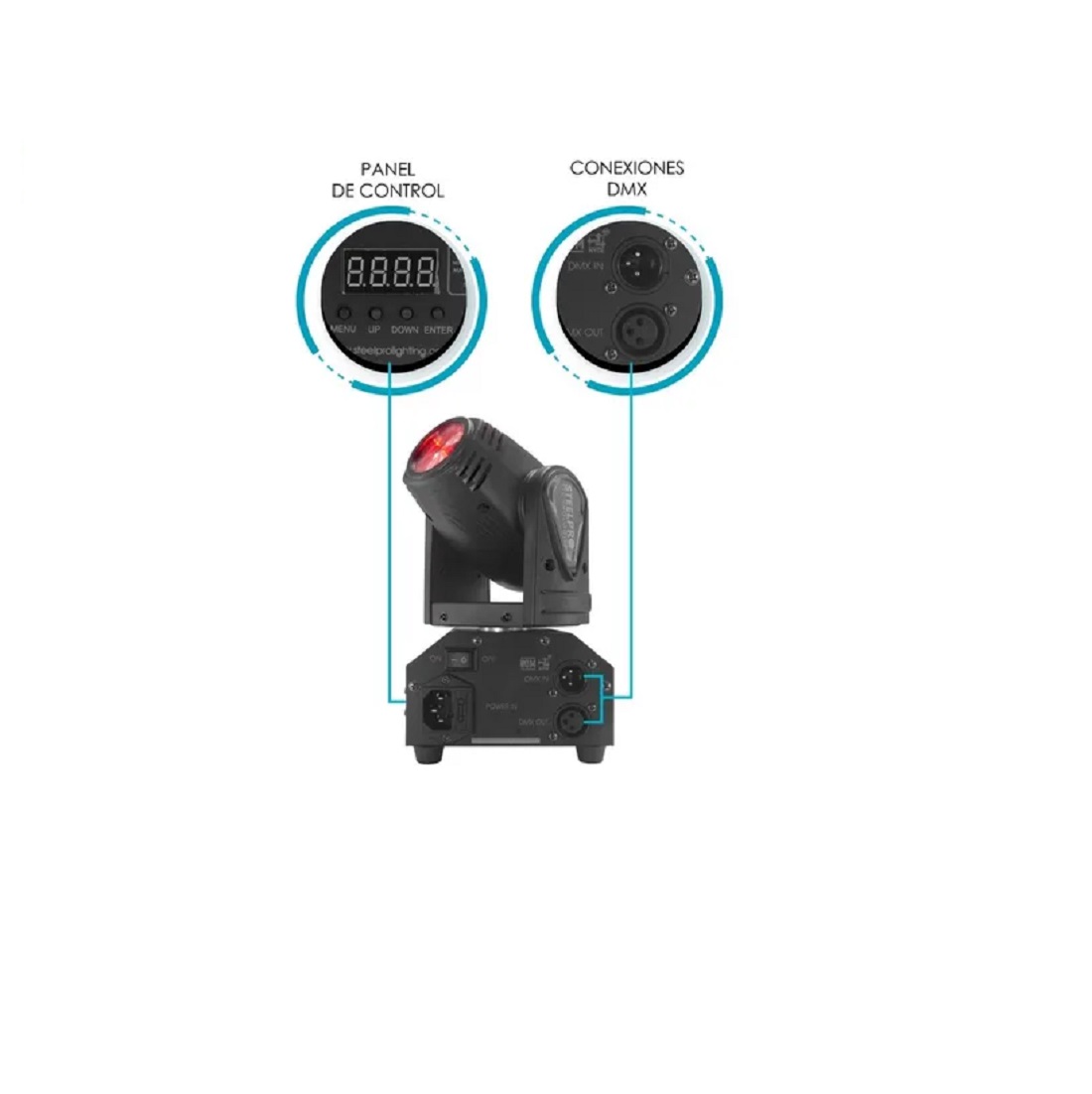 Steelpro Mini Cabeza Móvil Beam Rgbw, 4 En 1, 15 Watts