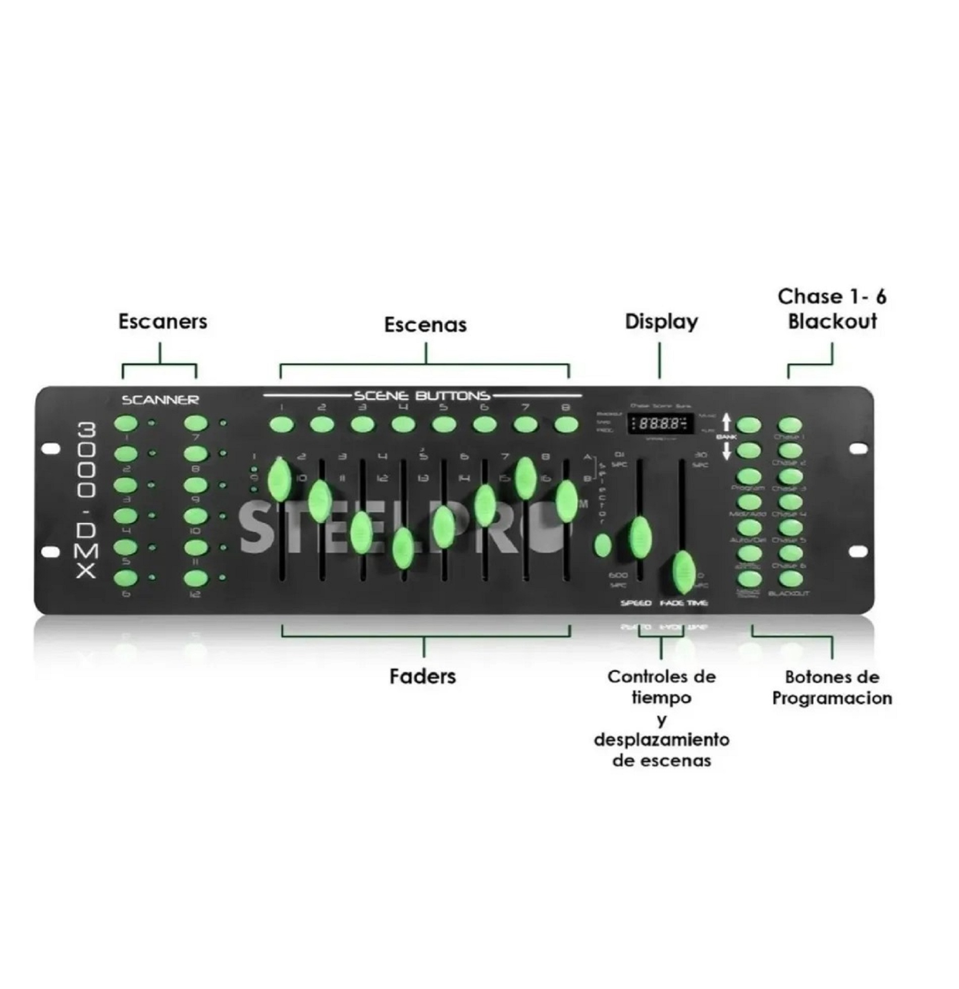 Controlador Iluminación Profesional Dmx Steelpro 