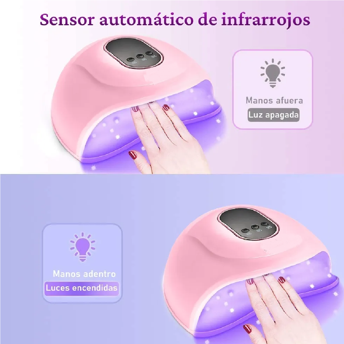 Lampara Uñas  Uv Led , Para Esmalte De Uñas En Gel Rosa