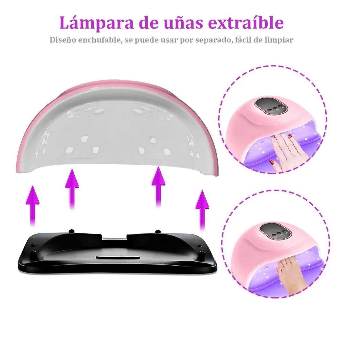 Lampara Uñas  Uv Led , Para Esmalte De Uñas En Gel Rosa