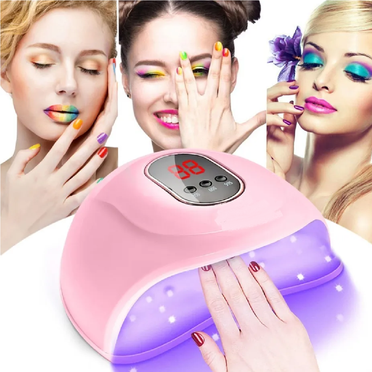 Lampara Uñas  Uv Led , Para Esmalte De Uñas En Gel Rosa