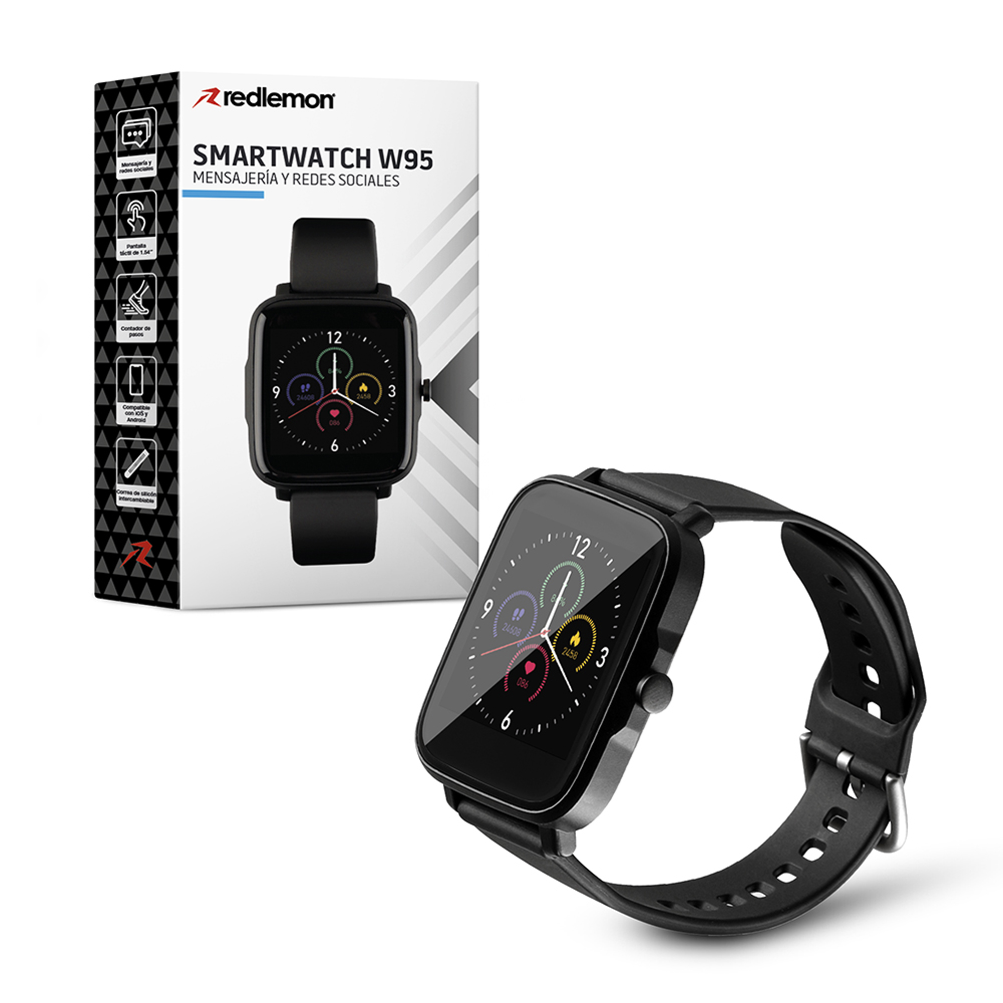 Smartwatch Reloj Inteligente Funciones de Salud Mod. W95 Redlemon