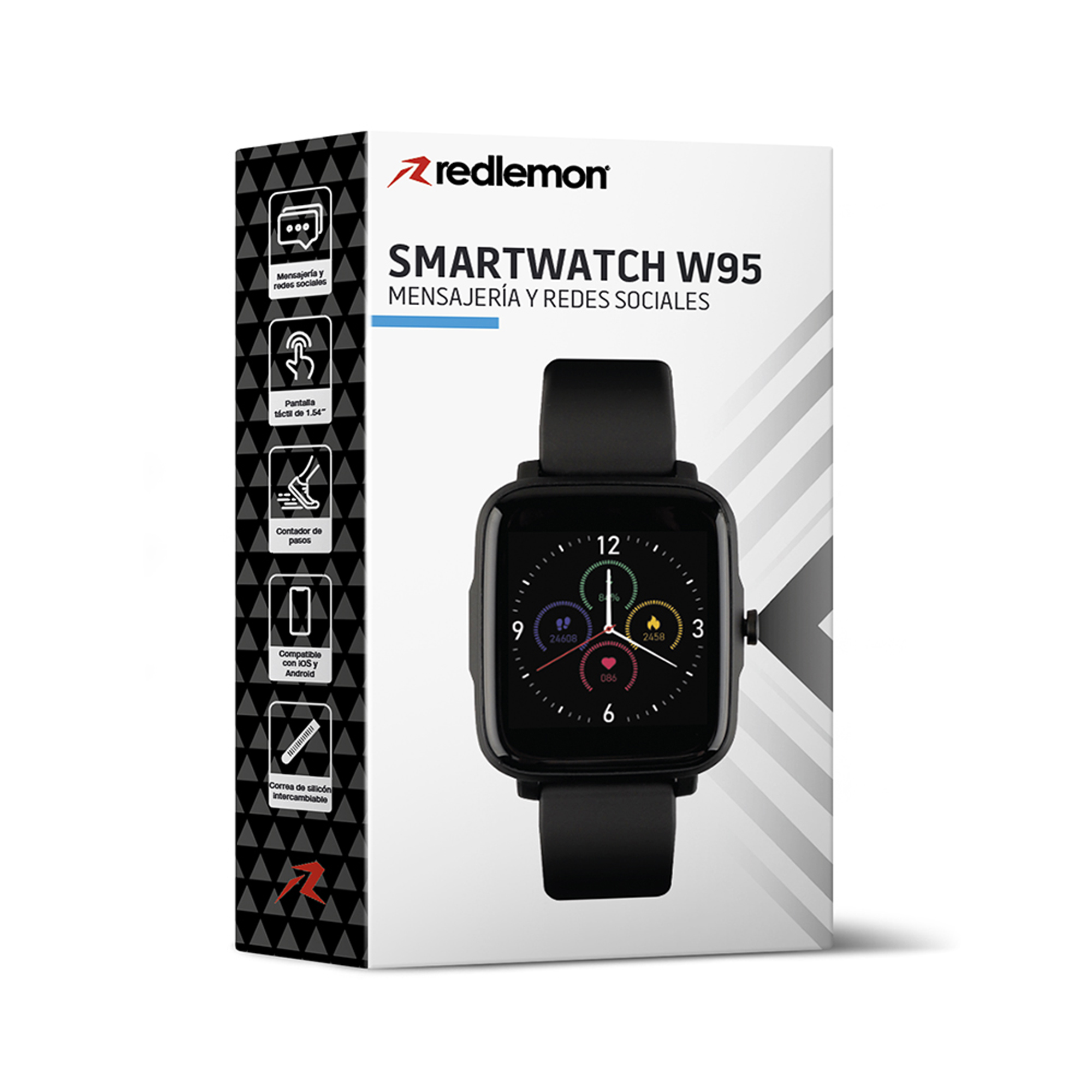 Smartwatch Reloj Inteligente Funciones de Salud Mod. W95 Redlemon